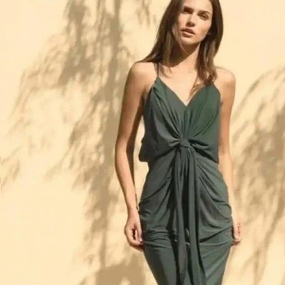 Misa Los Angeles Domino midi drapey cocktail dress